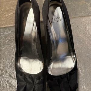 Stuart Weitzman Black Satin Heels